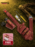 Premium Handmade Leather Belly Belt Holster with Pouch + Free Cleaning Kit