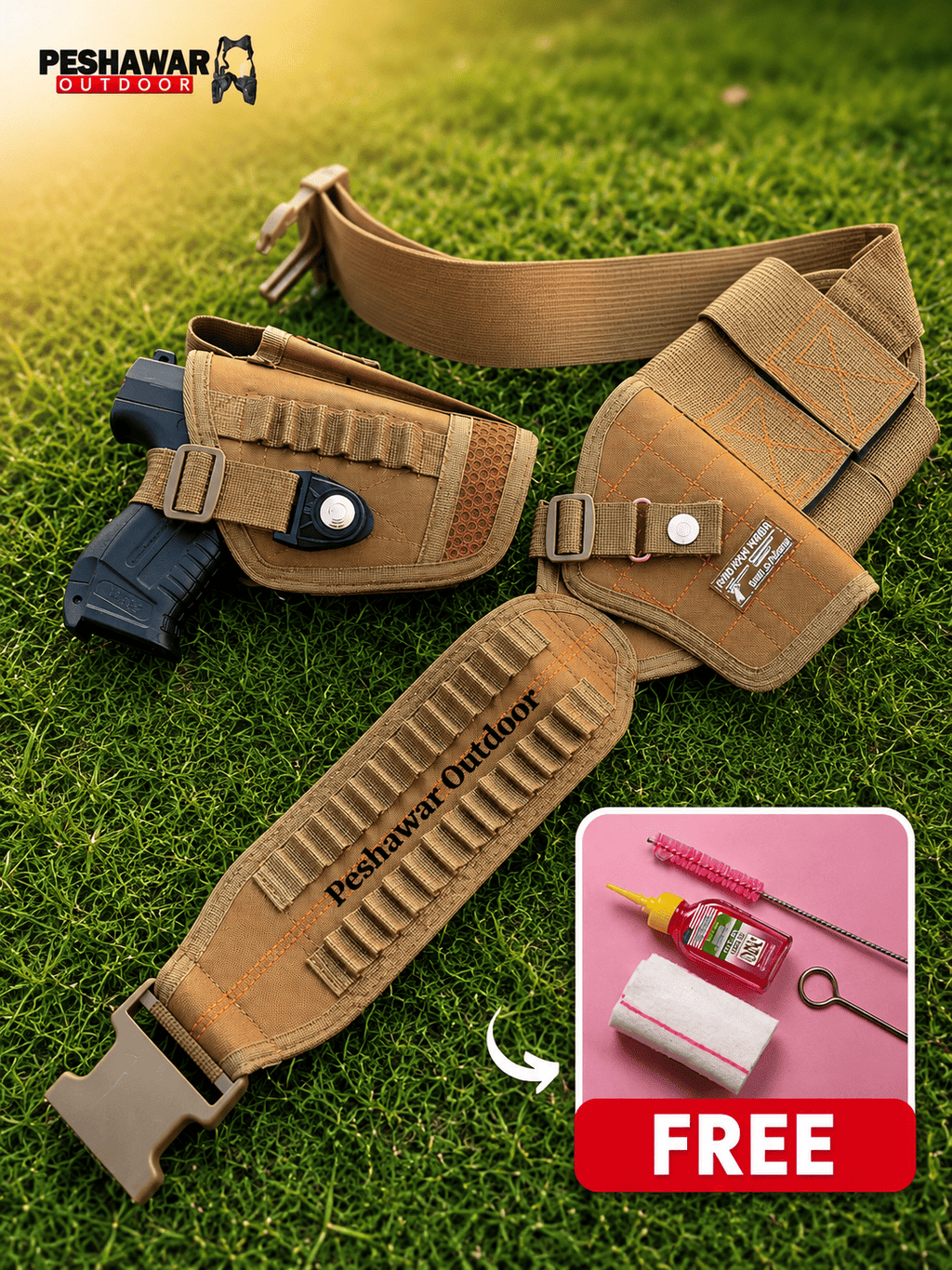Parachute 3 in 1 Tactical Deal – Universal Pstl Belt +  Pouch + Free Cleaning Kit