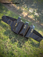 Handmade Leather Belly Belt Holster | Holds 1 Pstl + 2 Mags & 10 Bullets