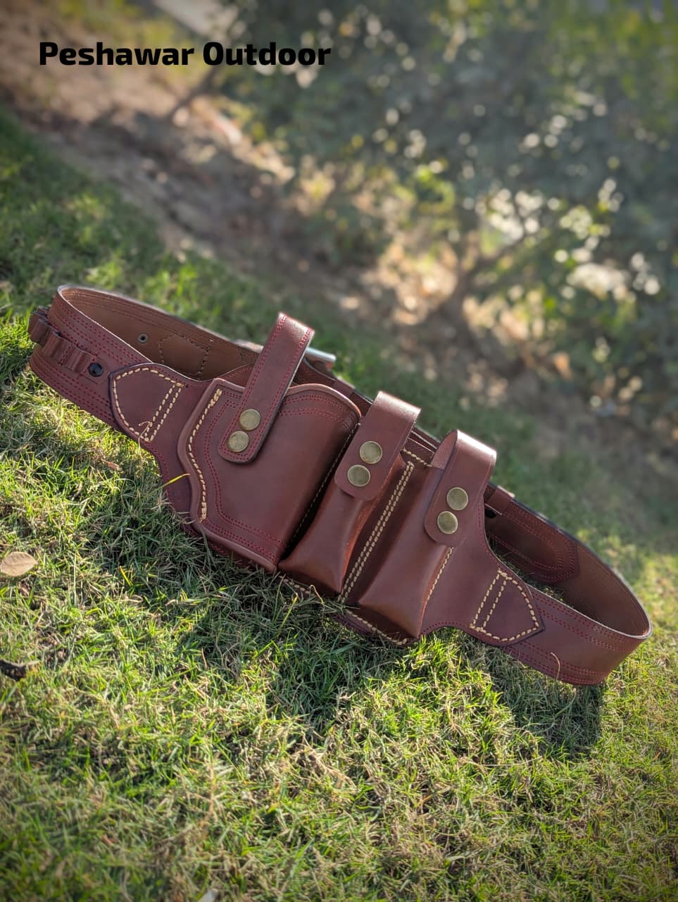 Handmade Leather Belly Belt Holster | Holds 1 Pstl + 2 Mags & 10 Bullets