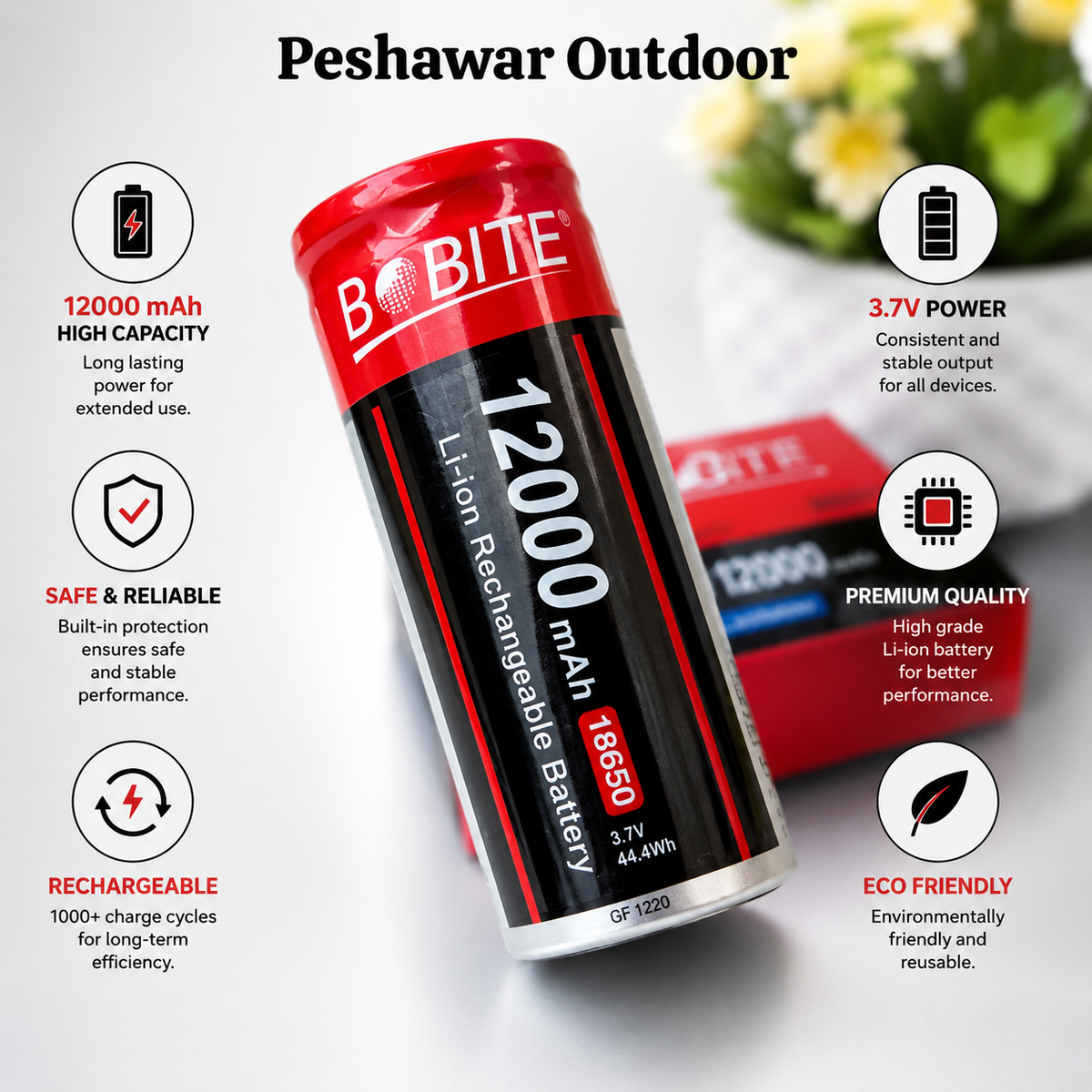 Premium Rechargeable LED Torch Light – 6-hour backup | Powerbank |1KM Range