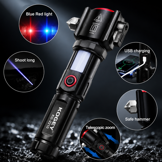 Premium Rechargeable LED Torch Light – 6-hour backup | Powerbank |1KM Range