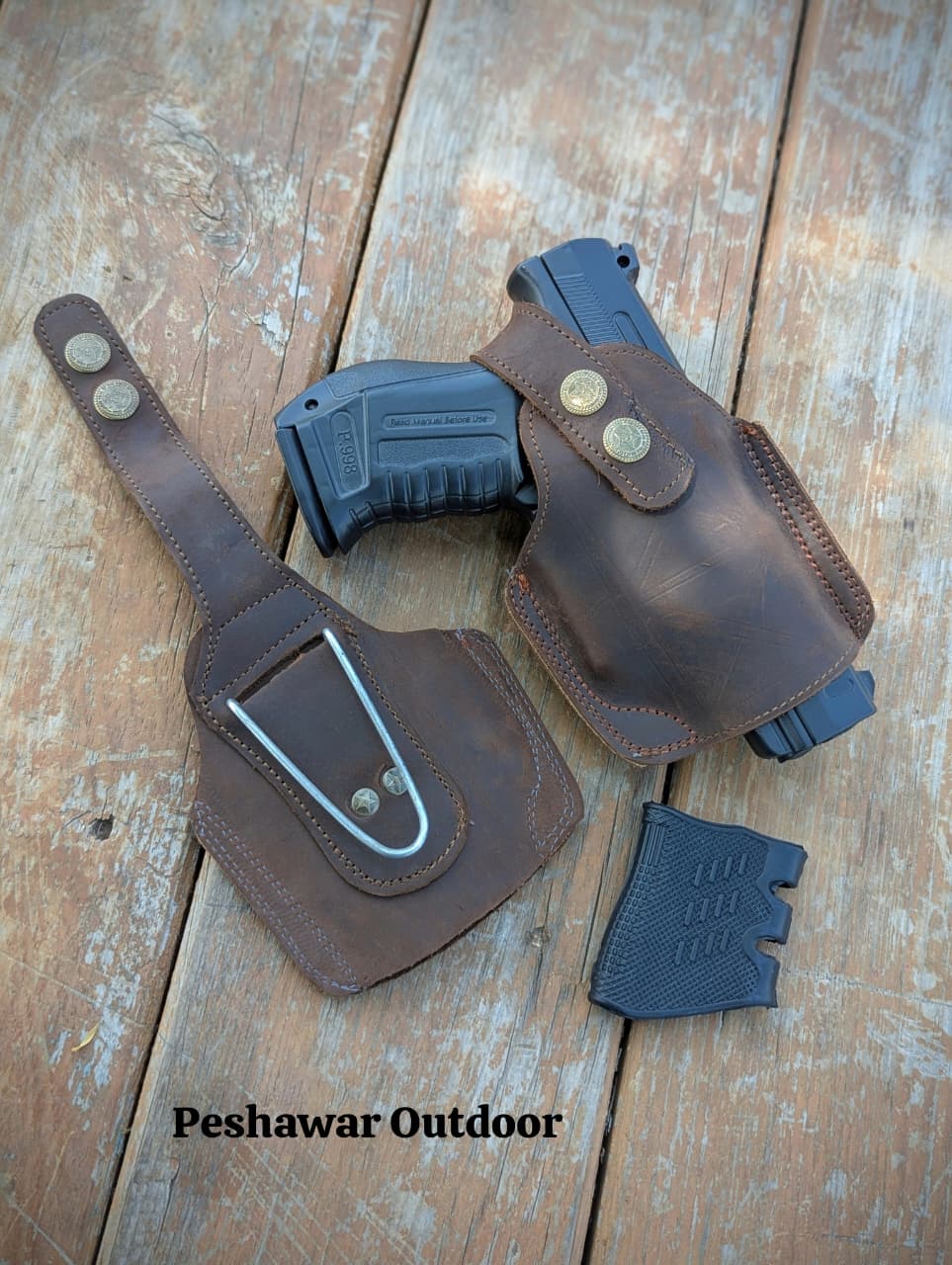 Premium Leather Pouch +  Silicon Grip (2-in-1 Combo)