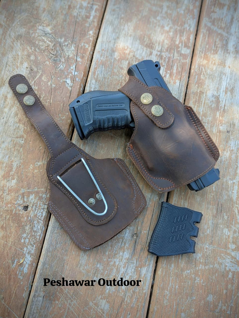 Premium Leather Pouch +  Silicon Grip (2-in-1 Combo)
