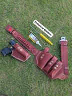 Premium Handmade Leather Belly Belt Holster with Pouch + Free Cleaning Kit