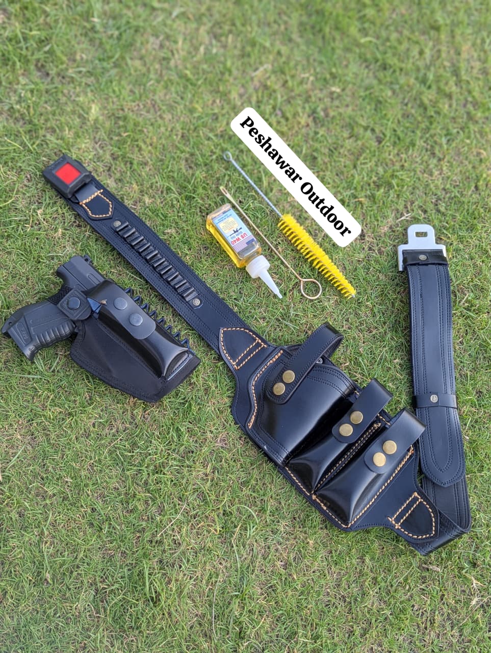 Premium Handmade Leather Belly Belt Holster with Pouch + Free Cleaning Kit