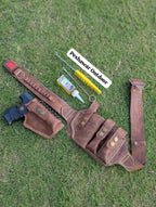 Premium Handmade Leather Belly Belt Holster with Pouch + Free Cleaning Kit