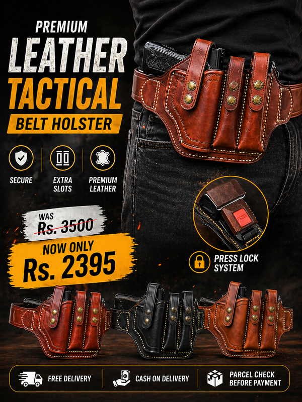 Handmade Leather Belly Belt Holster | Holds 1 Pstl + 2 Mags & 10 Bullets