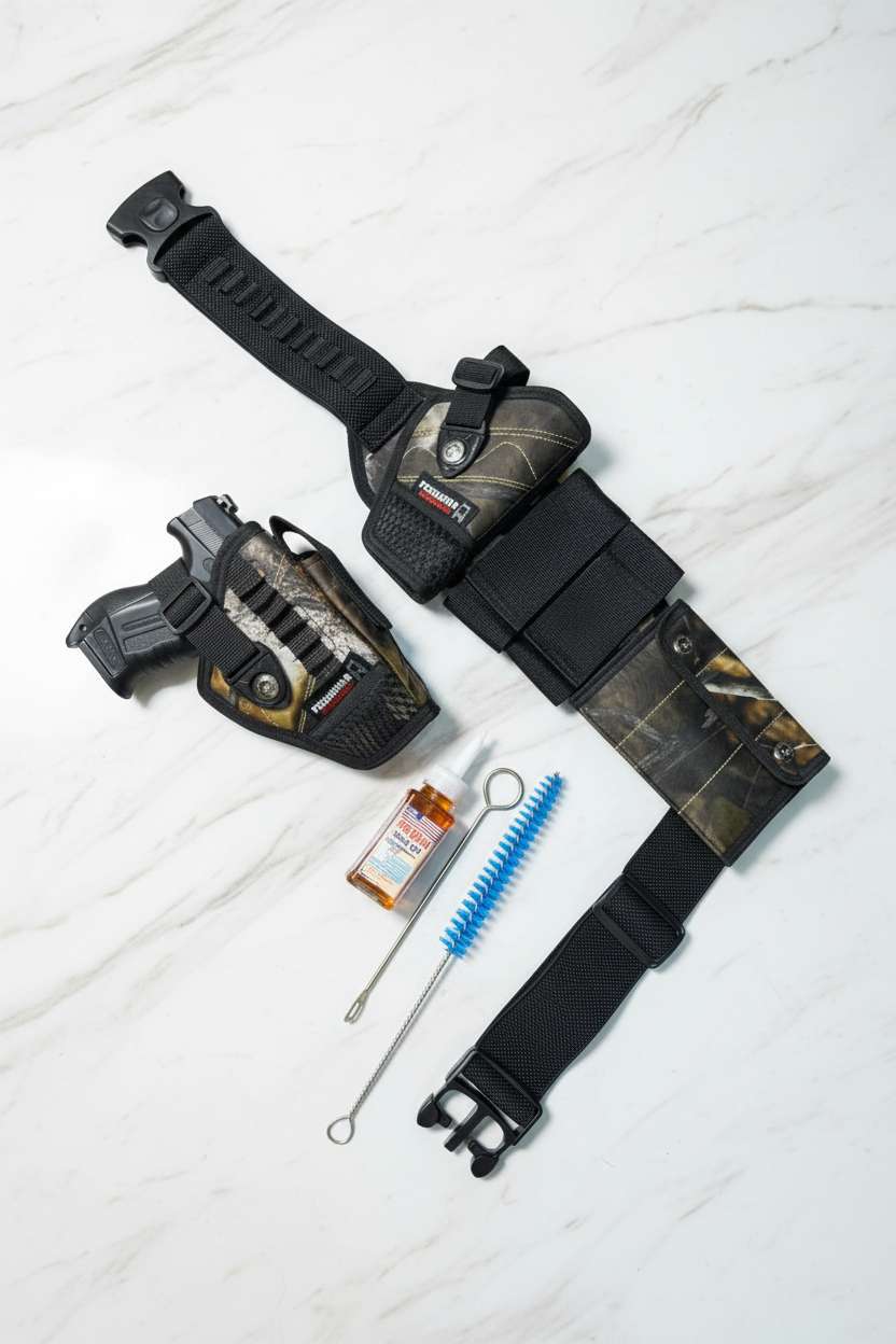 Premium Elastic Tactical Belt Set – Pouch with Magz, Detachable Pocket & Cleaning Kit