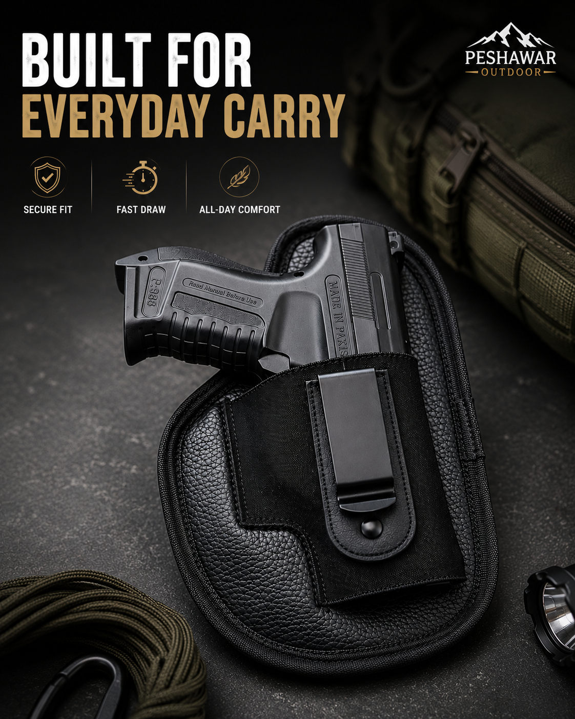 Universal Premium Concealed Pistol Holster + FREE Gun Cleaning Kit