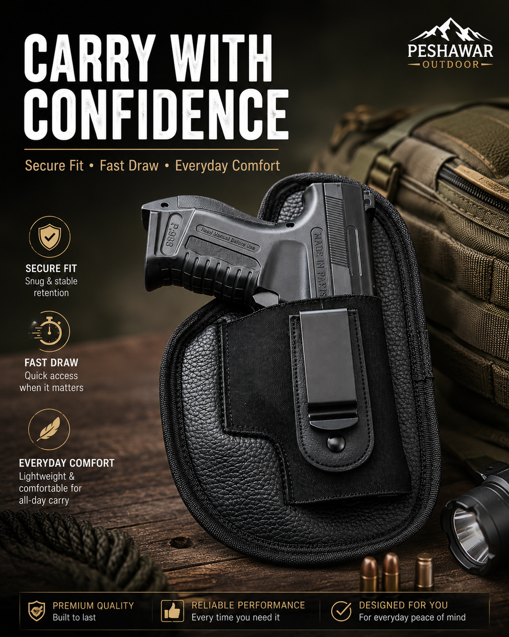 Universal Premium Concealed Pstl Cover Holster + FREE Cleaning Kit