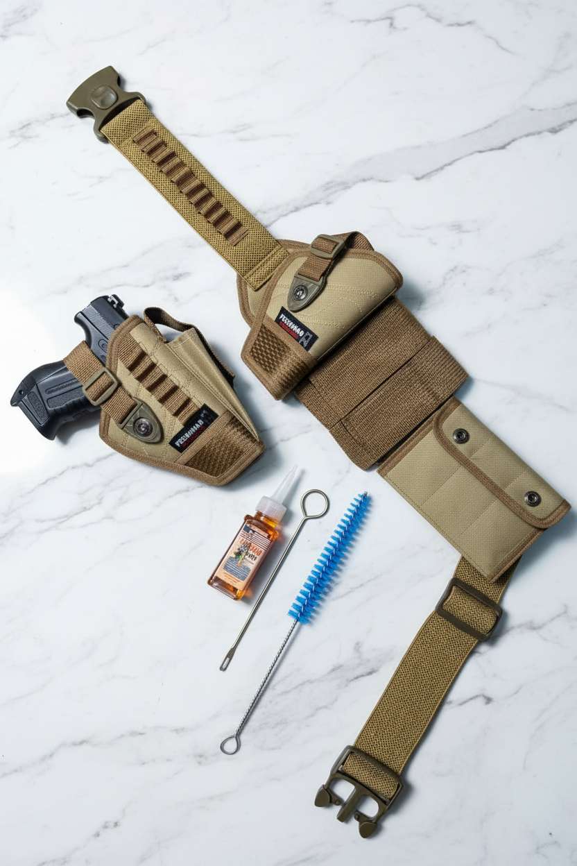 Premium Elastic Tactical Belt Set – Pouch with Magz, Detachable Pocket & Cleaning Kit